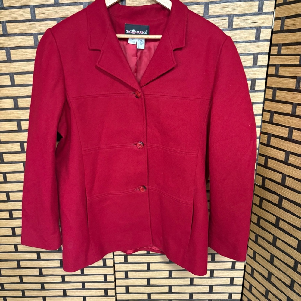 Sag Harbor Red Wool Jacket Size 14